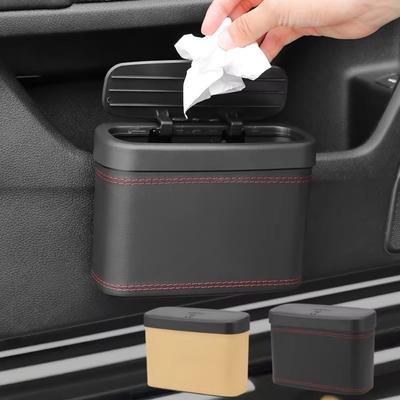 Multi-functional Car Press-down Storage Box PU Leather Hanging Storage Bin  for Wet and Dry Use