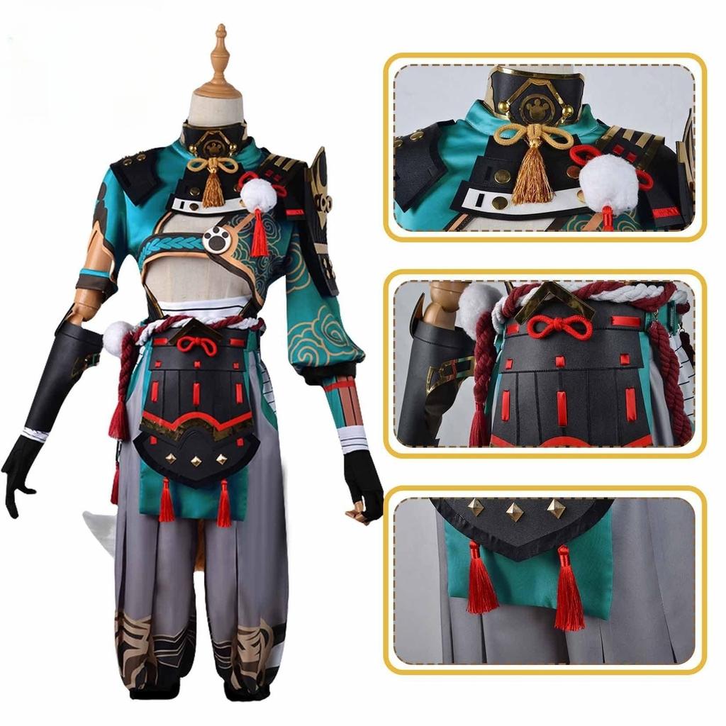 Dampak Gorou Kostum Kostum Cosplay Kostum Halloween Telinga Ekor Rubah Celana Panjang Kostum Pesta Lengkap