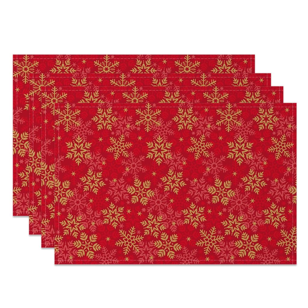 Christmas Placemats Dining Table Festive Holiday Decoration Snowflakes Tree Designs Dining Mats for Xmas Party Family Dinner