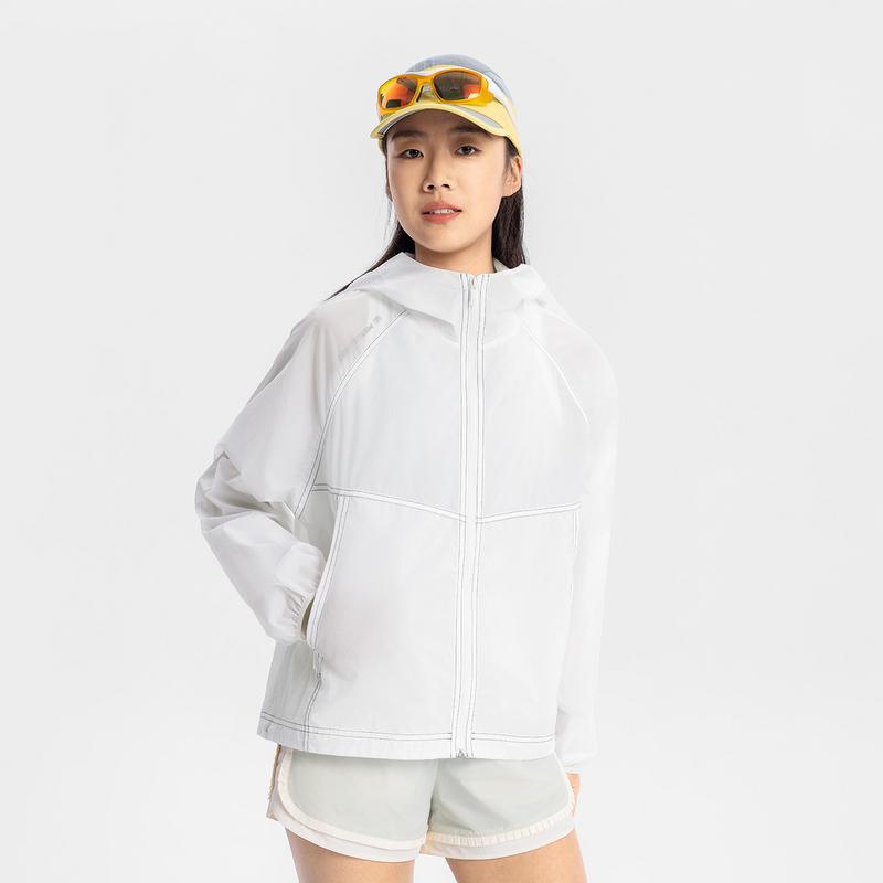 Li Ning CF Outdoor Series Lightweight Breathable Water-Resistant UPF 55+ Packable Sun Protection Jacket Women Jackets White AFDV378-3