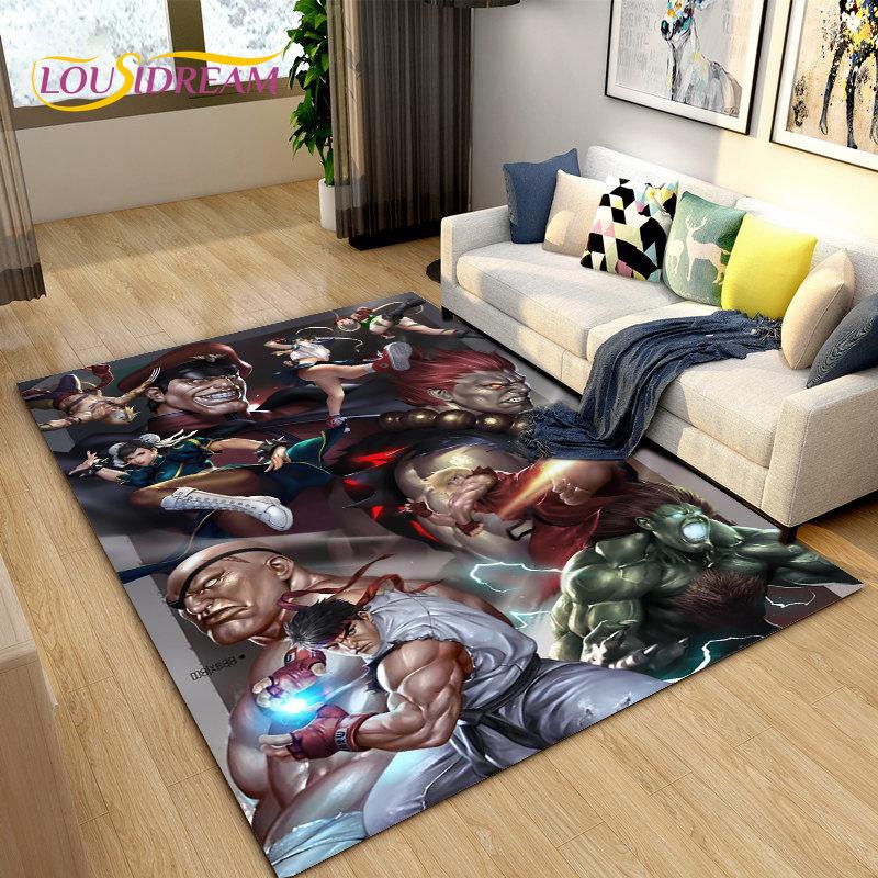 Street Fighter Retro Game Gamer Area Rug,Carpet Rug for Living Room Bedroom Sofa Doormat Decoration, Kid Play Non-slip Floor Mat