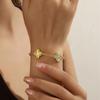 Elegant Rhinestone Four-Leaf Clover Adjustable Bracelet - Versatile Women's Gift 2025