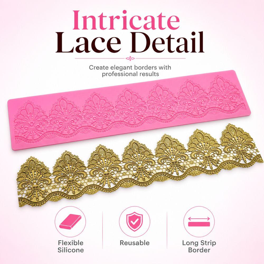 Flexible Floral Border Mold Silicone Fondant Embossing Mat New Cake Lace Mat Fondant Crafting