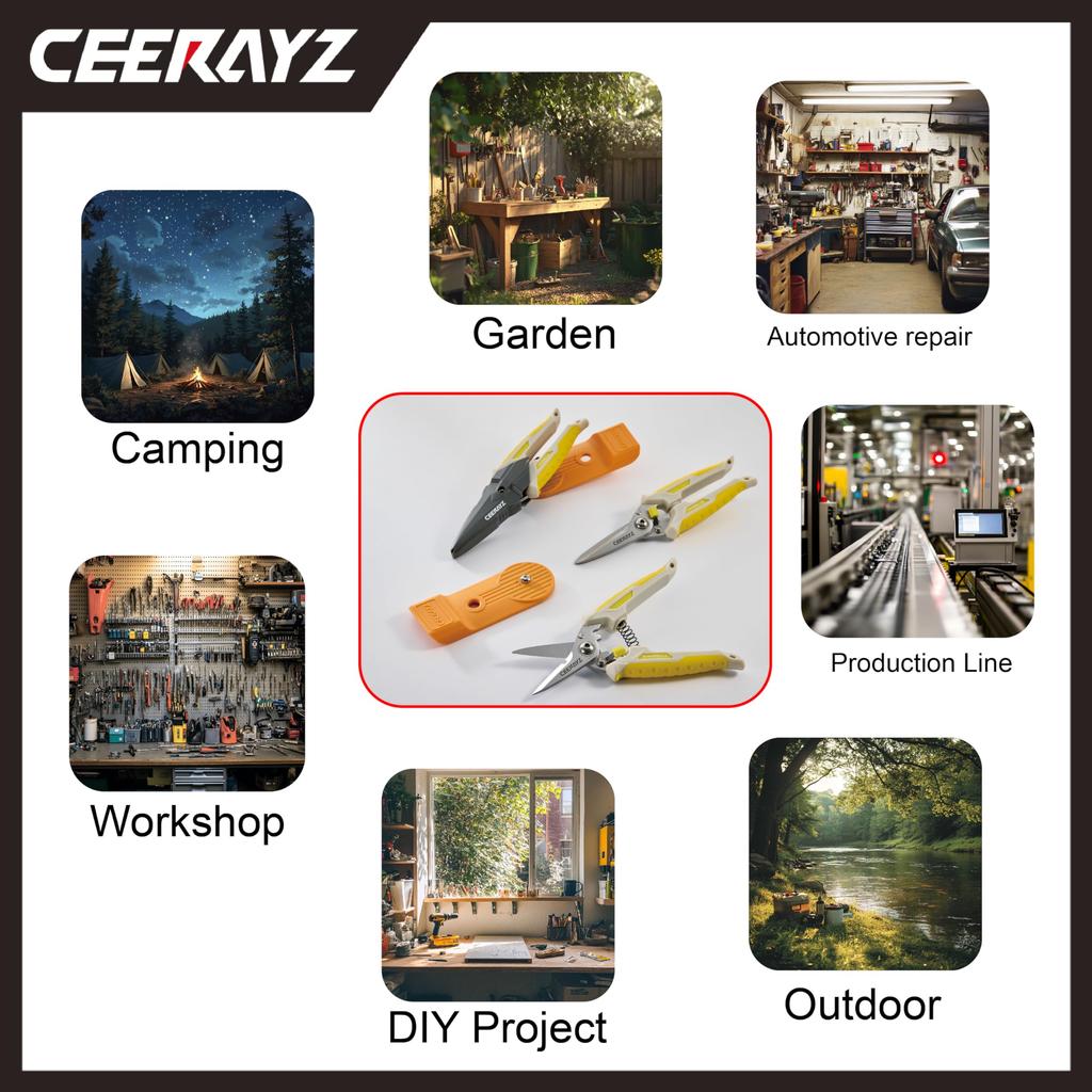 CEERAYZ Scissors 185mm Multipurpose Heavy Duty 420 Japanese Stainless Steel Industrial Scissors Scissors Metalworking Pruning Gardening Pruning with