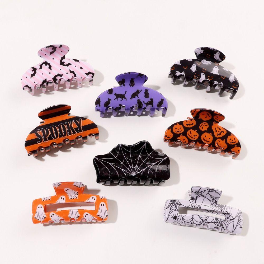Spider Pumpki Hair Clip PVC Acrylic Ghost Hairpin Large Shark Clip Festive Gathering