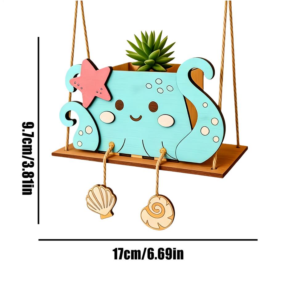 

Hanging Succulents Plant Flowerpot Funny Cute Wooden Swing Animal Planter Decorations Flower Pots Ornaments For Indoor Plant