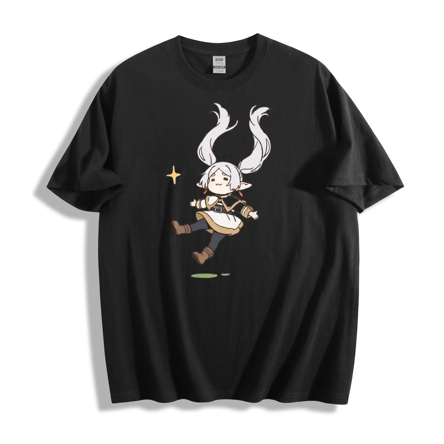 Chibi Frieren Sparkle Jump T-Shirt - Cute Anime Character Design Unisex Tee XXXXL