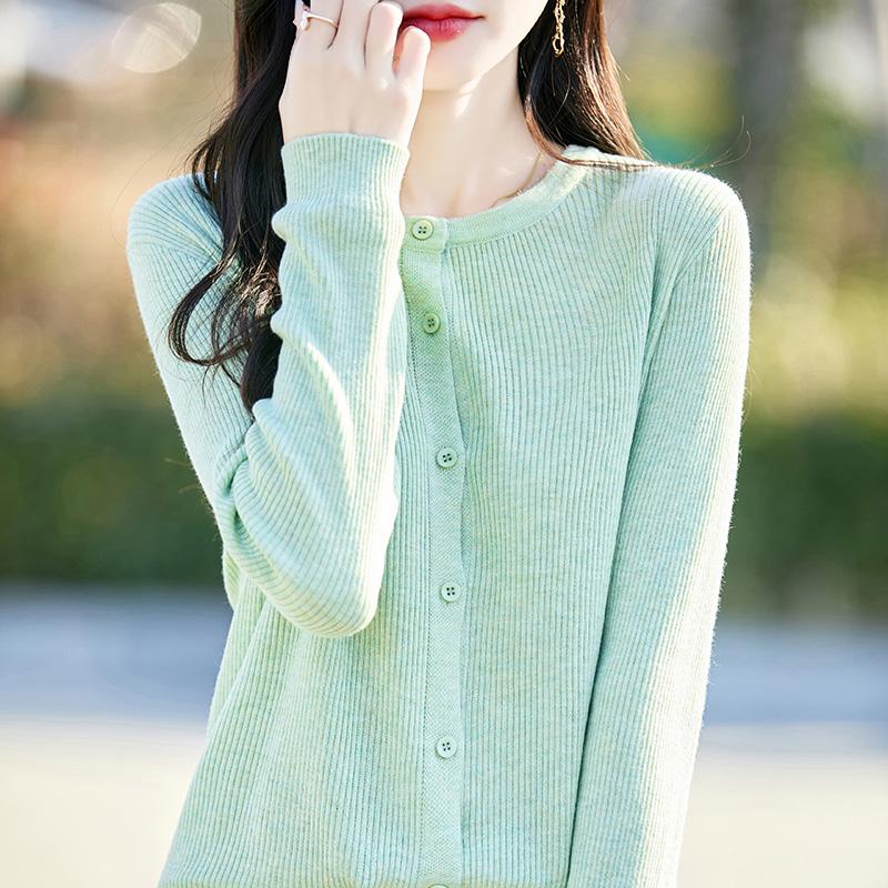 Women's Lightweight 50% Wool 50% Mulberry Silk Cardigan - 4-Season Versatile Knitwear for All-Year Comfort & Style