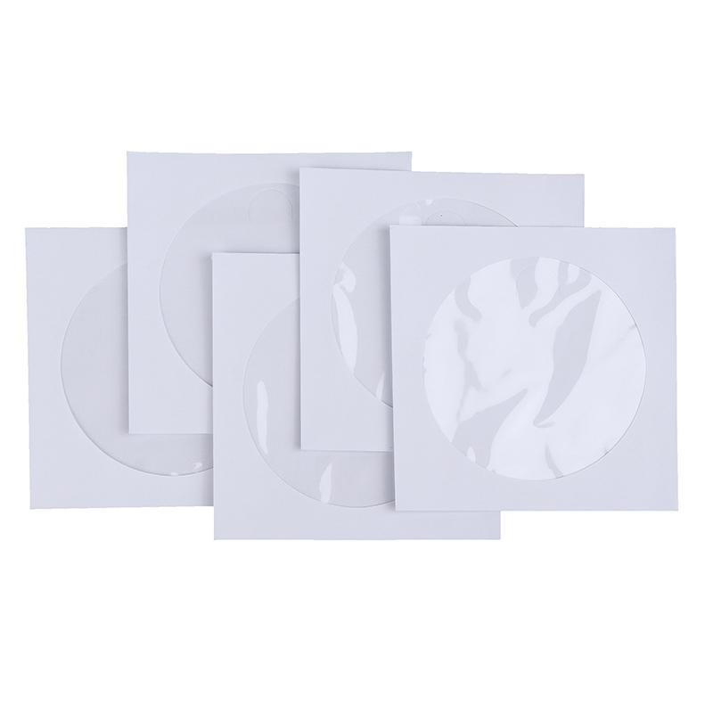 Envelopes Storage Clear Window Case Flap White Folded Paper Bag 10/50Pcs 12.5Cm Cd Dvd Disc Paper Sleeves