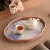 Bambus und Holz Teetablett Hausgebrauch Chinesisch Vintage Hortensie Glasschale Teegeschirr Aufbewahrungsschale