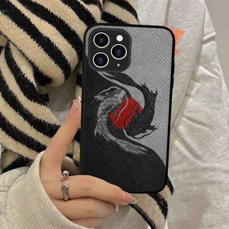 Chinese Koi Fishes Phone Case Hard Leather Case for iPhone 11 12 13 Mini Pro Max 8 7 Plus SE 2020 X XR XS Coque