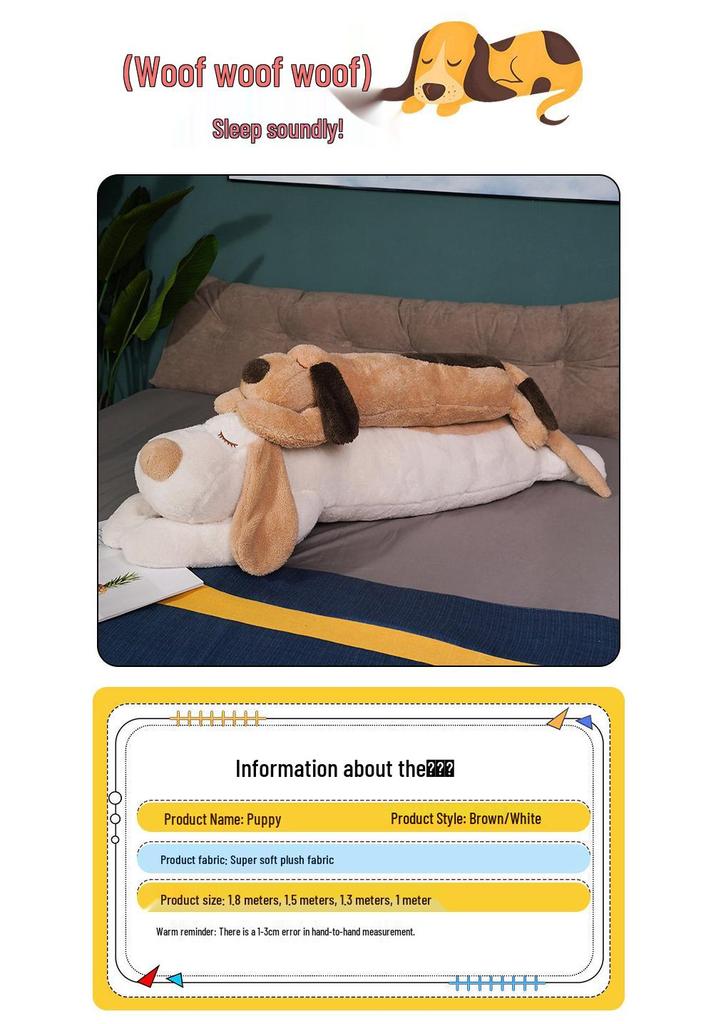Cartoon Dog Long Hugging Pillow Plush - Big Dog Bed Soothing Doll