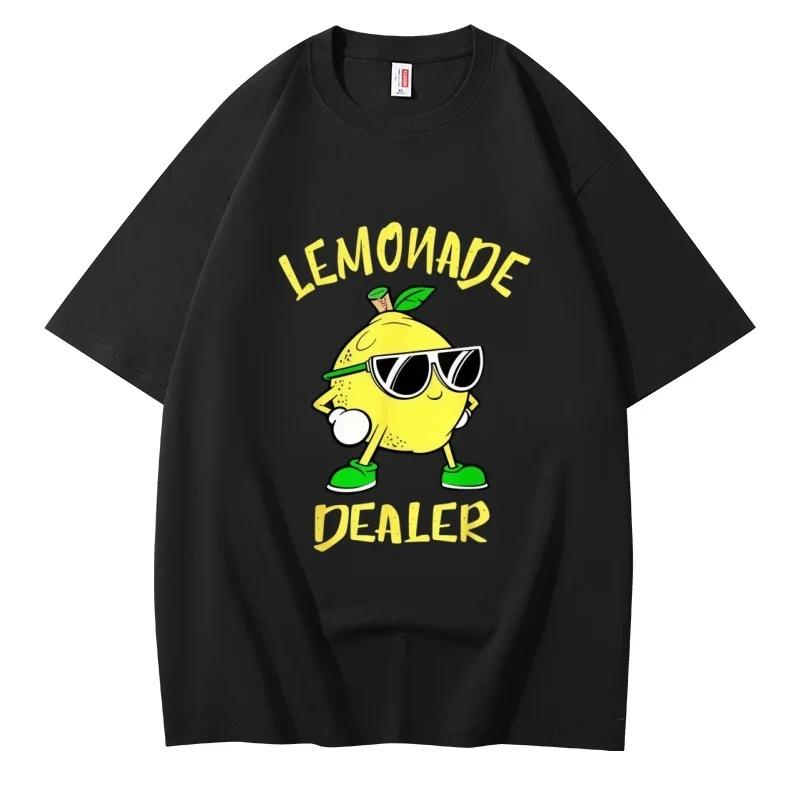 Funny Lemonade Dealer Graphic Cotton Tee Cool Retro Lemon Men Women Cartoon T-Shirt Soft Casua