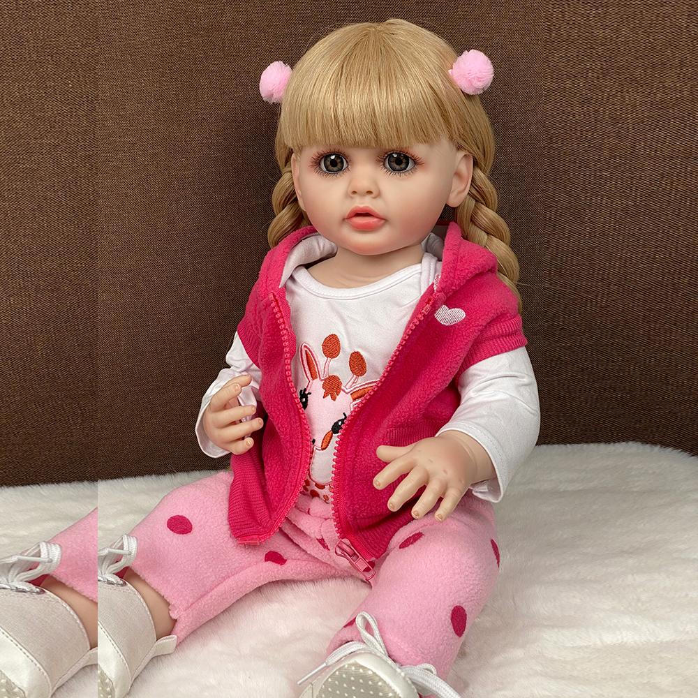 55 CM 22-calowe lalki Reborn Realistyczne pełne silikonowe lalki Bebe Vinyl Noworodek Dziewczynka Lalka Księżniczka Zabawka dla Malucha Prezent