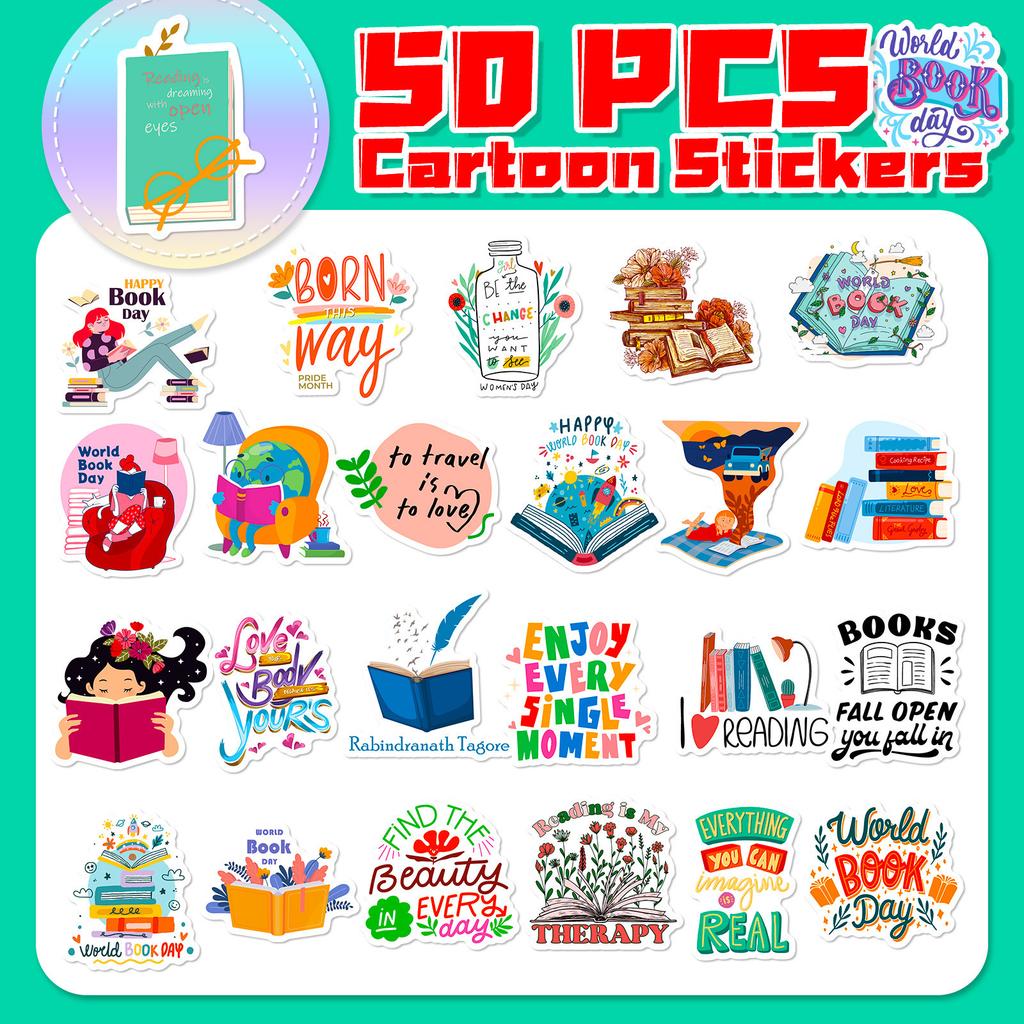 50 Books Reading Stickers New Products Computer Mobile Phone Tablet Computer Decoration Book Reading Graffiti Decoration