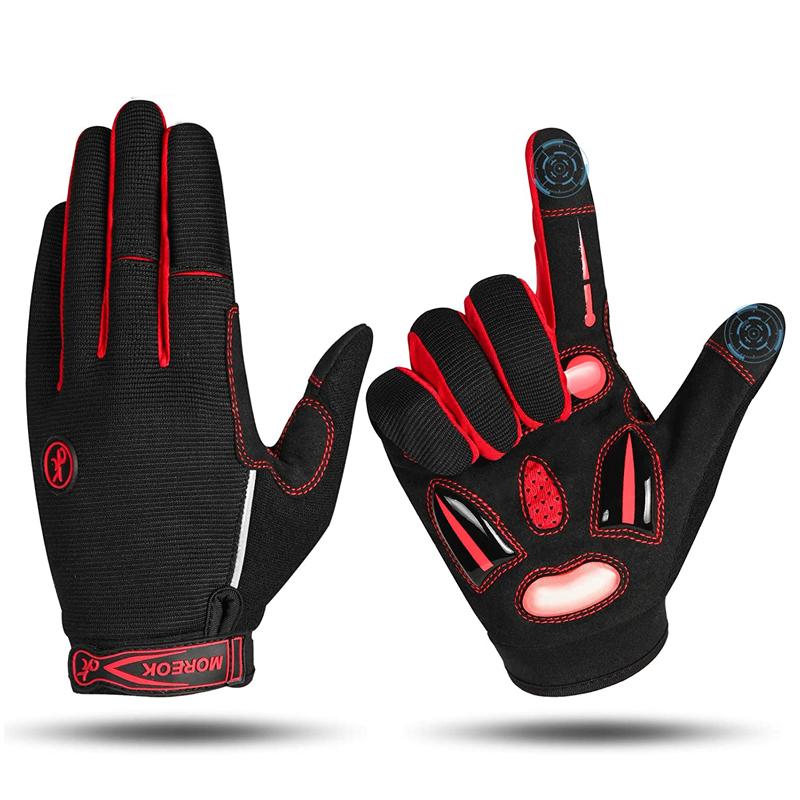 

Зимние велосипедные перчатки с закрытыми пальцами, жидкие гелевые перчатки с противоскользящей прокладкой, ударопрочные, для сенсорных экранов, для мужчин и женщин L красный