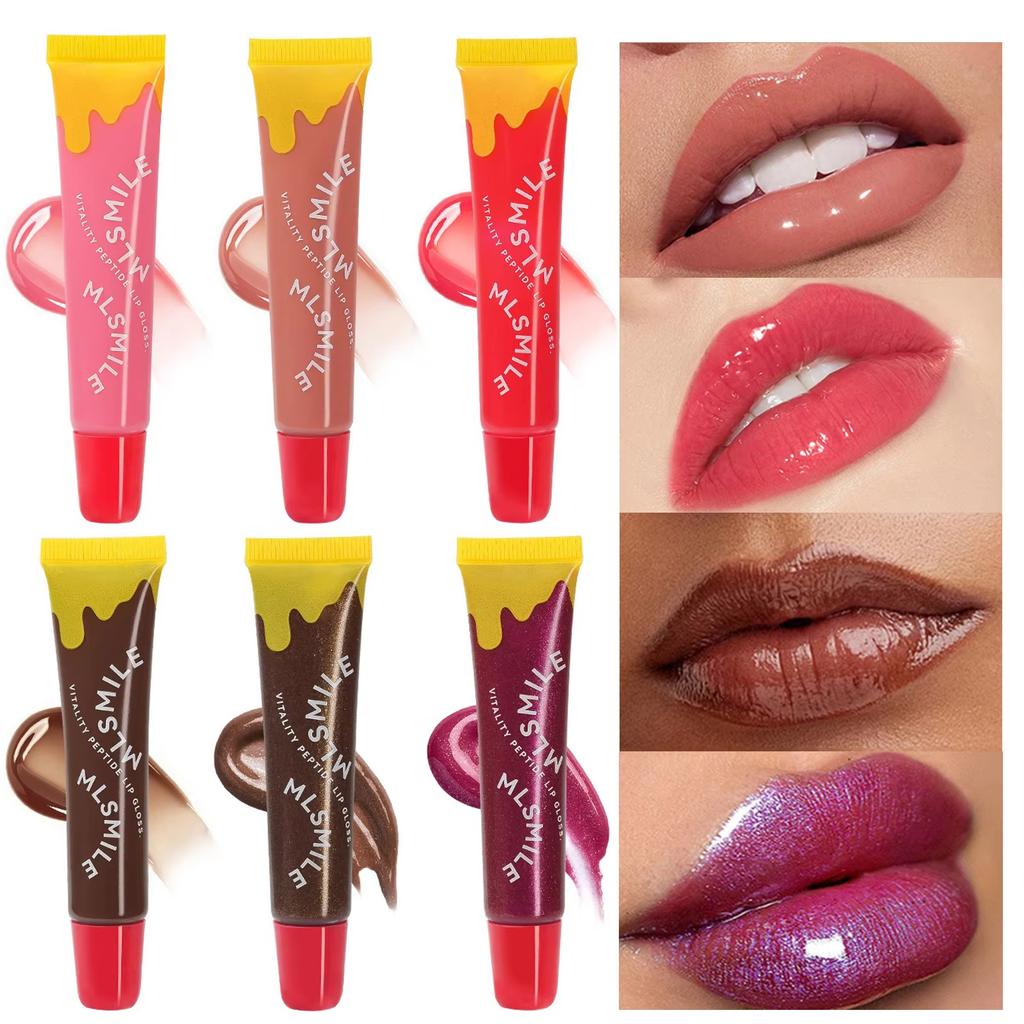 1pc Soft Tube Mirror Lip Gloss Clear Oil Nude Brown Plumping Lip Gloss Moisturising Transparent Lipgloss Beauty Cosmetics Makeup
