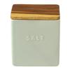 LOLO KAKU Square | SALT Storage Container | Canister | Ceramic | Teak | Wooden Lid | Made In Japan | Japanese Tableware | Sugar | Container | Salt Sea
