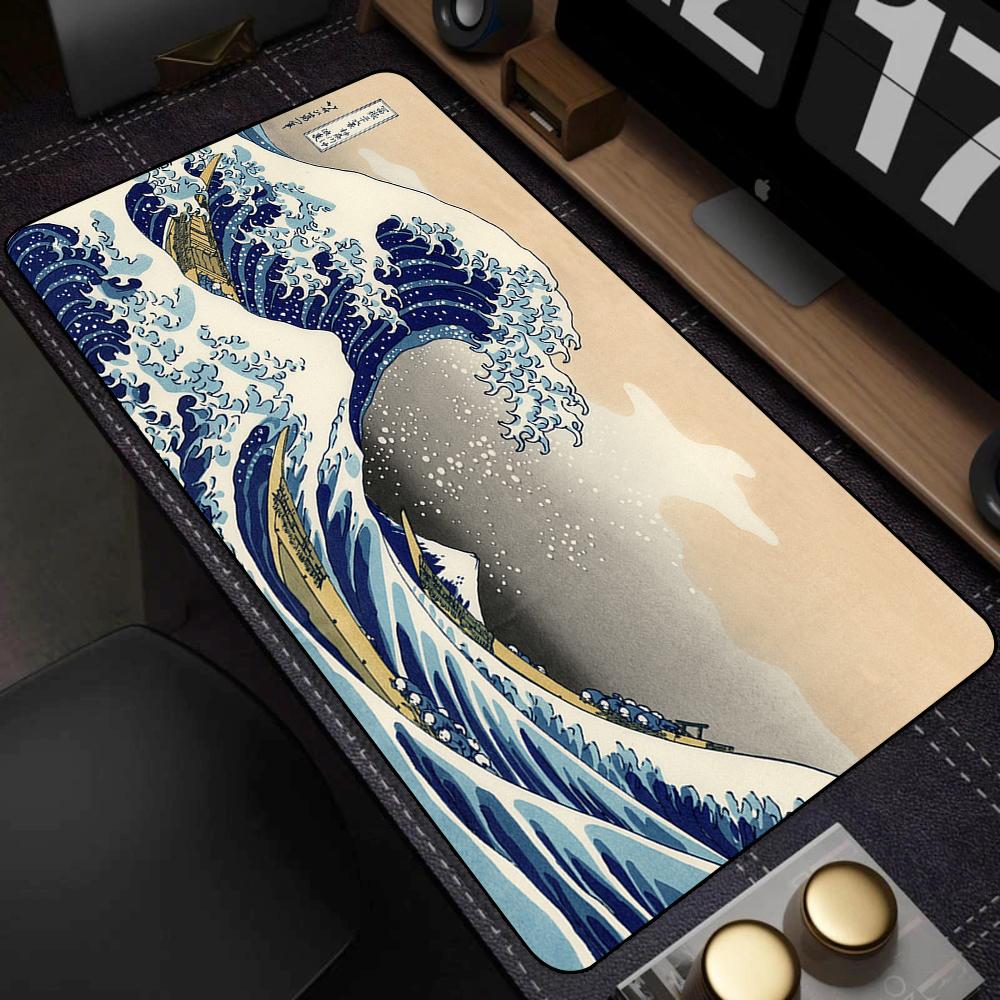 Pad NonSlip Carpet Natural Rubber Big Mouse Mats x Mouse Pad Gamer Black Great Wave Art Mousepad XXL Mechanical Keyboard