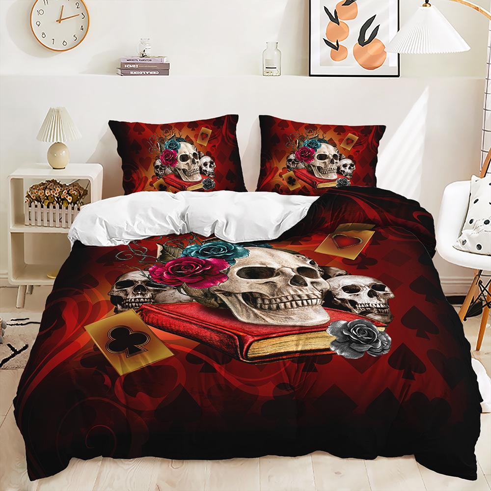 Three-Piece Quilt Cover Skull Dark Wind Kit Digital Printing Bedding