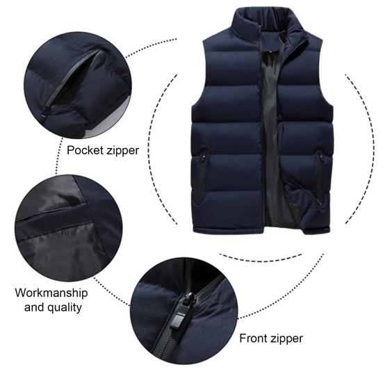 Men Waistcoat Stand Collar Sleeveless Slim Fit Vest Coat