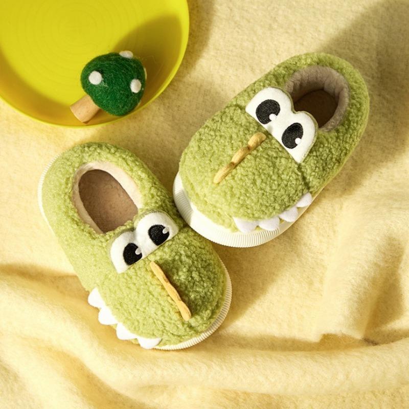 Kinder Warme und Leichte Baumwollschuhe Indoor Zuhause Fersen Hausschuhe Niedliche Dinosaurier Pelzschuhe