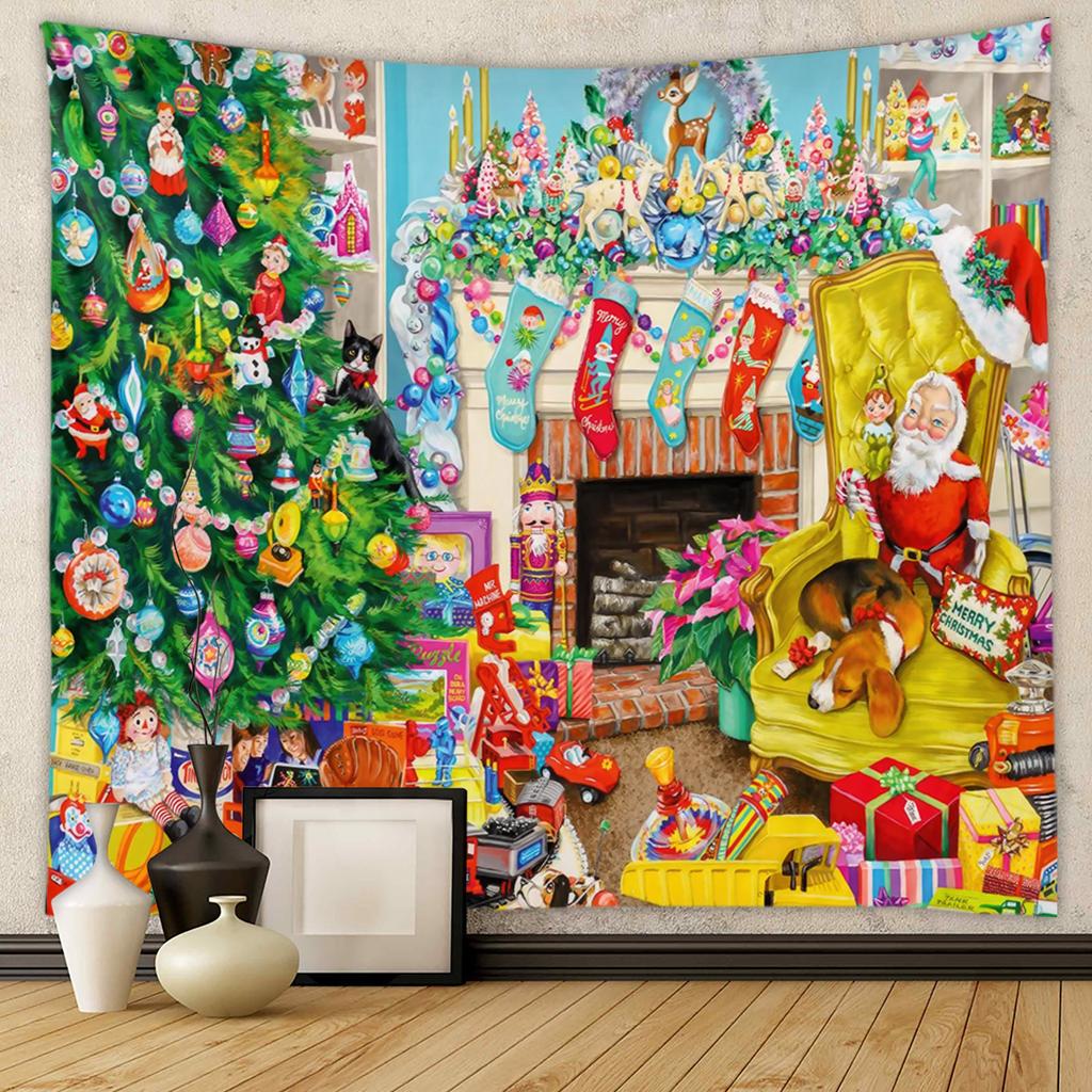 Grenzüberschreitender Außenhandelshintergrund, Stoffstil, hängender Stoff, Raum, hängender Stoff, Weihnachtsteppich