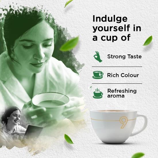 Jivraj 9 CTC Tea Leaf, Premium Assam Tea Leaves, Crush-Tear-Curl Tea Leaf Process, 1 Kg, Pack of 1