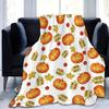 Fall Throw Blanket, Flannel Fleece Pumpkin & Maple Leaf Pattern Plush Shawl Blanket, Soft Lightweight Skin Friendly Decorative Throw Blanket