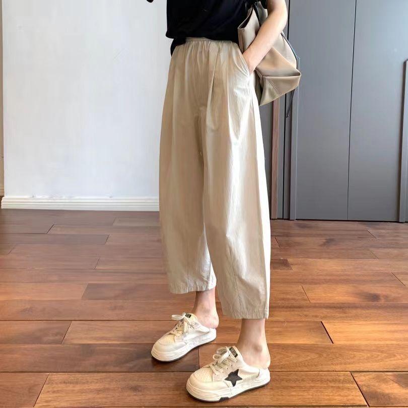 Cotton Casual Wide Leg Pants Women's Thin Summer Korean Version Large Loose High Waisted Straight Leg Pants