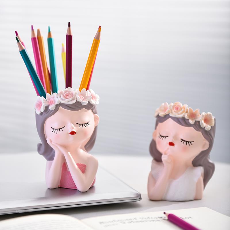 Cute Fairy Pen Holder Ins Storage Desktop Organizing Storage Cartridge Flower Fairy Pen Holder Gift for Children