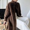 Fashion winter new stand-up collar thickened long imitation mink velvet coat fur coat women