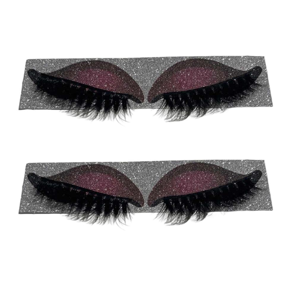 2 Pairs Self-Adhesive Lazy Eyeshadow Eyelash Patch Reusable Party Makeup Stickers  Travel 2Pairs Pink