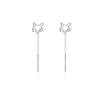 999 Sterling Silver Fox Ear Thread High-End Tassel Dangle Earrings for Women