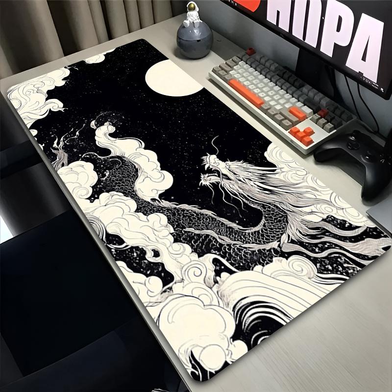 Hot Selling Black Mouse Pad Esports Gamer Desk Mat Dragon In The Cloud Mousepad Computer Acessories Non Slip Gaming Keyboard Mat