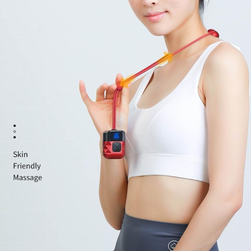 Neck Massagers with Heat,Electric Pulse Neck Massagers for Pains Relief,Mini Hanging Massage Device for Women Men Gift