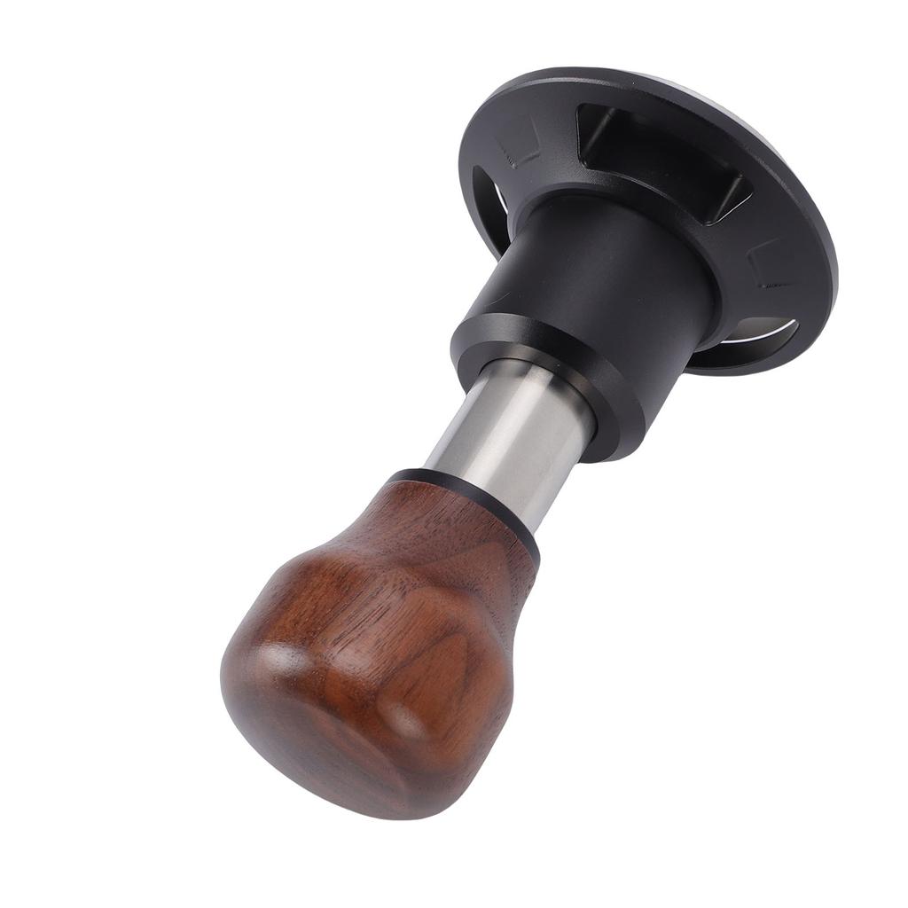 58.5mm Coffee Tamper Constant Pressure Spring Loaded Coffee Press Tamper Stainless Steel with Walnut Handle Threaded