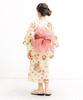 Bee Yukata Set for Fireworks Say00004 Ivory X Cherry Blossom [Bee] 3-piece Girls, Kids, Summer, Striped, Lattice, Goldfish, Ruched, Easy, Festival,