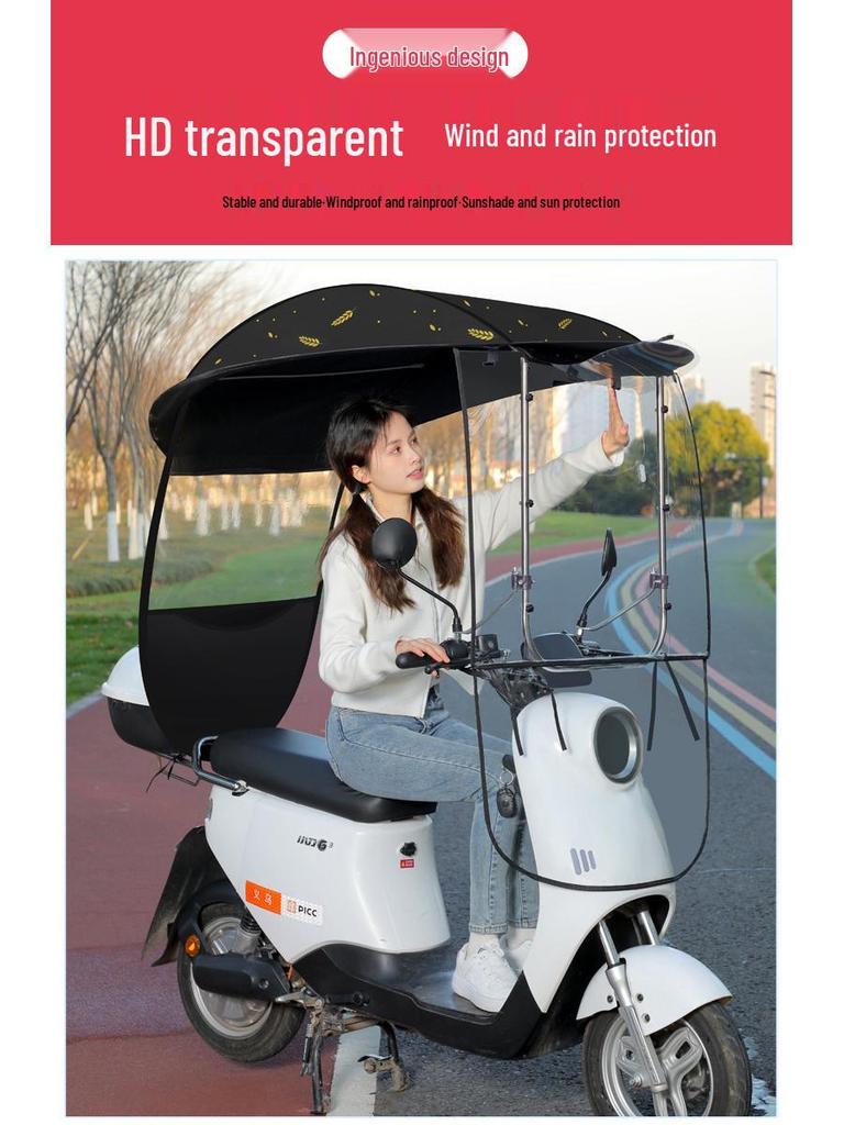 Thickened Electric Bicycle & Motorcycle Sunshade Rainproof Canopy