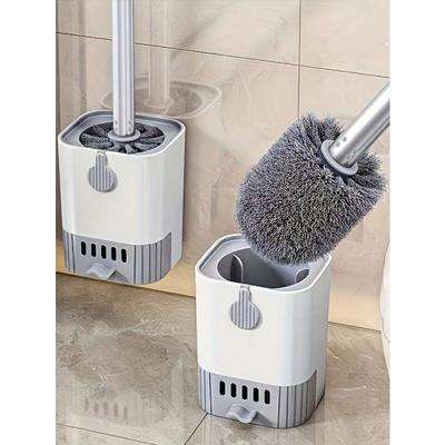 Wall-Mounted Toilet Brush With Holder, Long Handle Toilet Cleaning Brush With Flexible Bristles, Bathroom Cleaning Brush