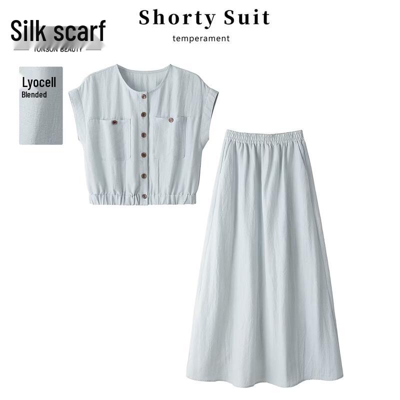 Women s Tencel Linen Solid Two-Piece Set 2XL