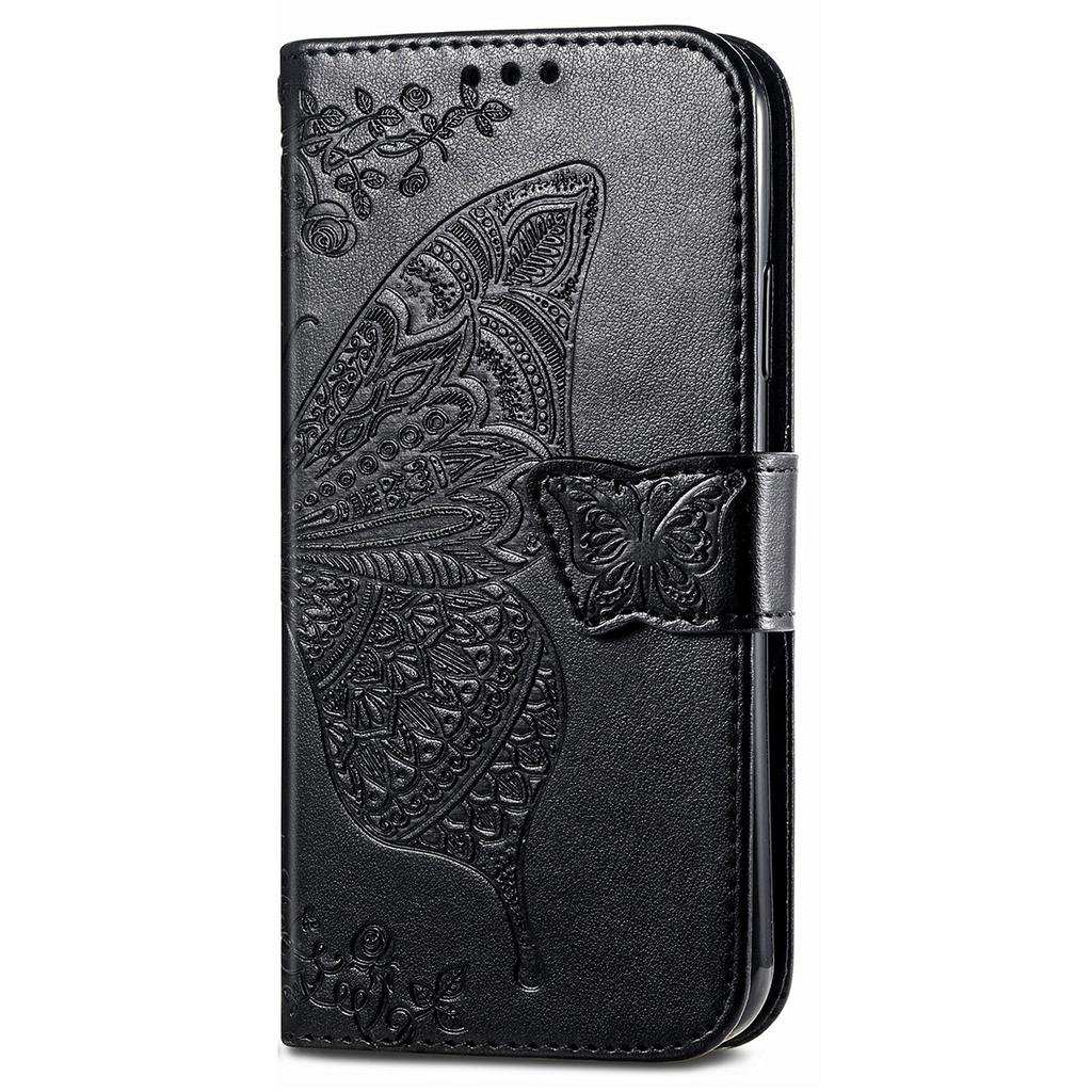 For T-Mobile REVVL 7 Case Butterfly Flower Leather Phone Cover Stand Credit Card Holder