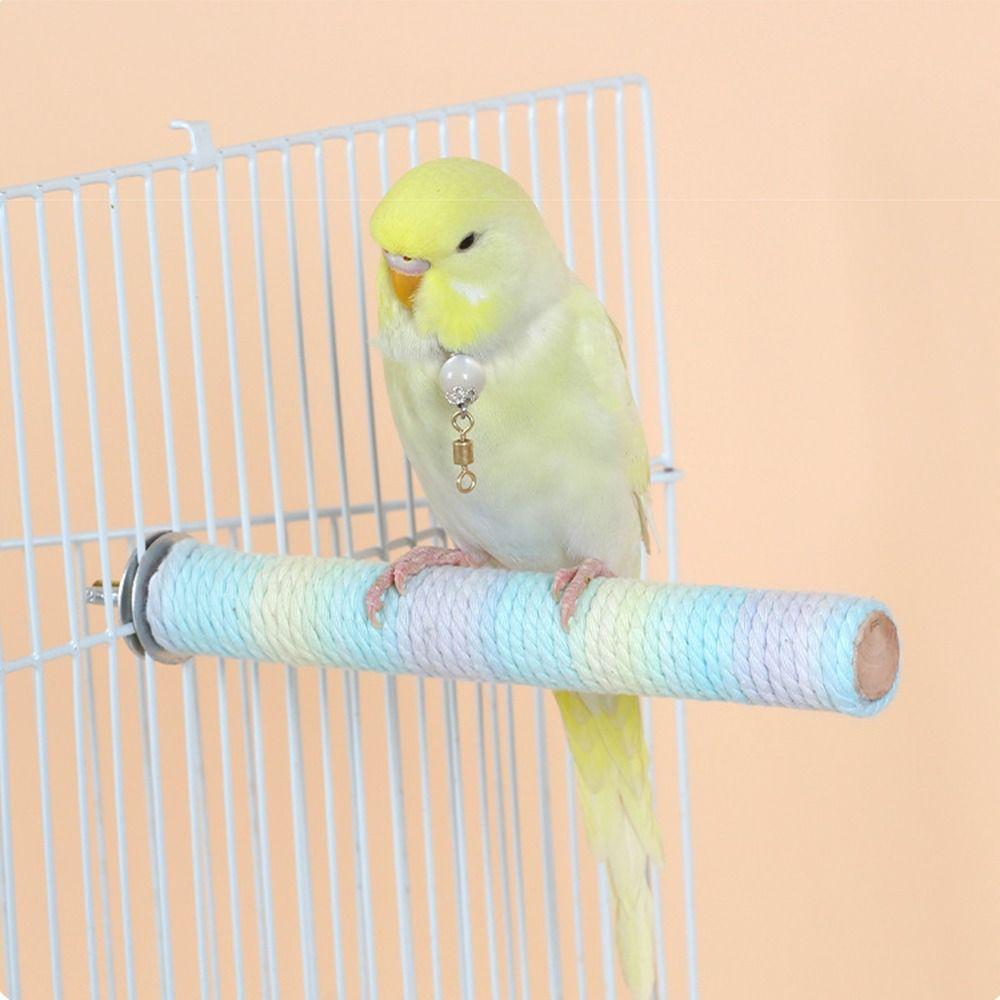Comfortable Grip Parrot Standing Perch Cotton Rope Screw Fixation Bird Teeth Chew Pole Non-slip Wear-resistant