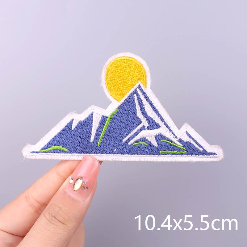 Wilderness Patch Mountain Patches Iron On Clothes River Embroidered Patches For Clothing Stripe Stickers On Clothes Hook Loop