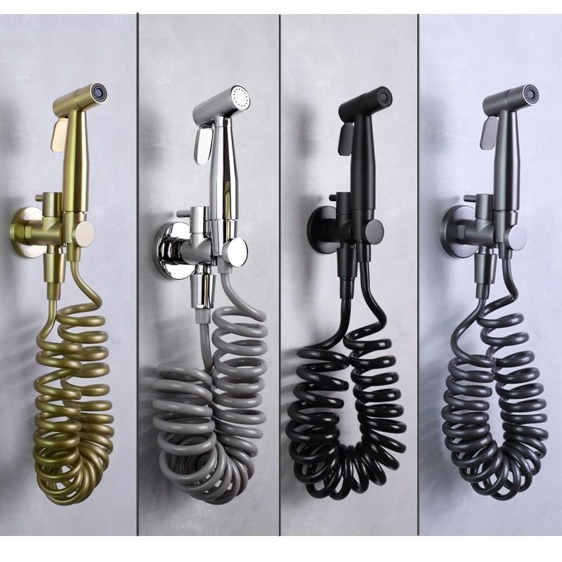 Stainless Steel Sprayer Matt Black Gold Toilet Partner Brass Cold Valve Metal Grey Gloss Chrome Household Bidet Sprayer Set
