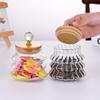 Transparent Glass Food Container Striped Pattern Grains Jar Coffee Bean Storage Jar  Candy