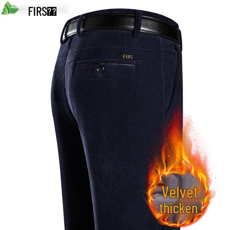 FIRS Men's Warm Corduroy Straight-Leg Trousers