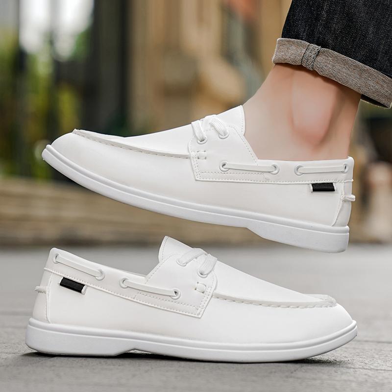 White Men's Leather Shoes Casual Shoes Handmade Leather Shoes Fashionable Comfort Flat Shoes Men's Dating Party Shoes