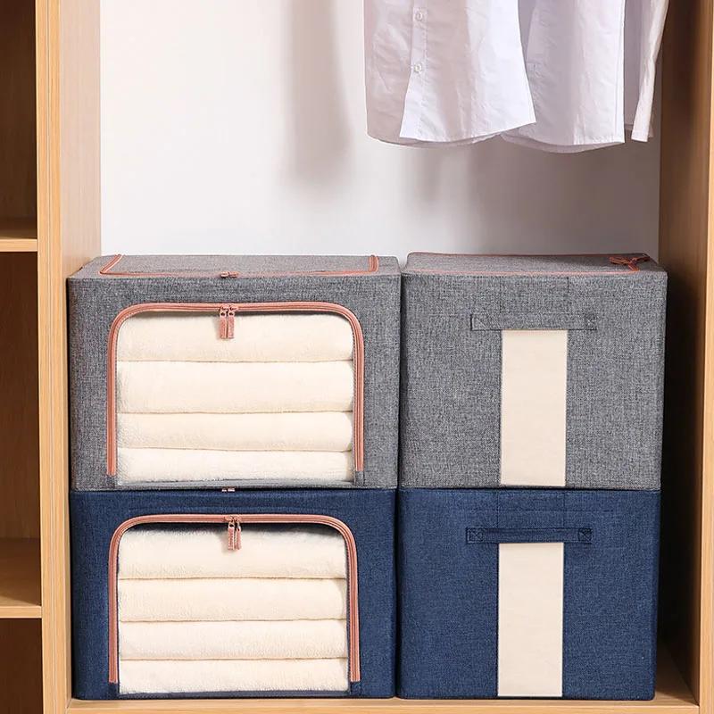 Quilt Organizer Storage Foldable Clothes Blanket Quilt Organizer Box Large Capacity Closet Storage Clothes Cabinet Organizer