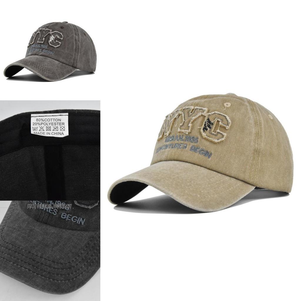 Vintage Nyc 3d Embroidered Baseball Cap Adjustable Sun Hat With Washed Retro Design